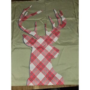 Plaid Deer Pillowcases. Red Plaid Deer On Light Green Baçk, Very Soft,...